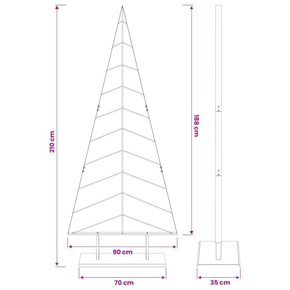 vidaXL Kovový vianočný stromček so stojanom KUOPIO 210 cm Oceľ Biela – Obrázok 7