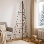 vidaXL Kovový vianočný stromček KUOPIO 210 cm Oceľ Čierna