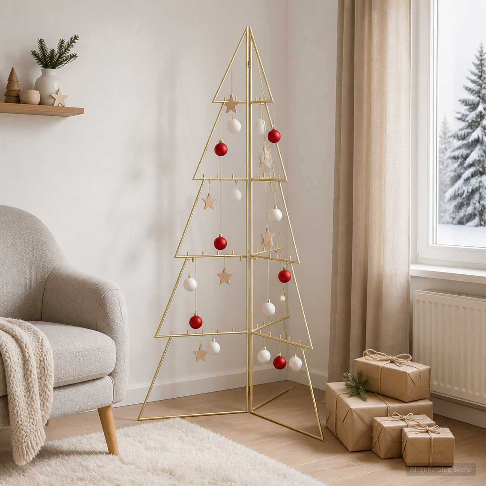 42054017_1.jpg vidaXL Kovový vianočný stromček KUOPIO 140 cm Oceľ Zlatá – Obrázok 1