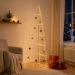 vidaXL Kovový vianočný stromček KUOPIO 210 cm Oceľ Zlatá – Obrázok 3
