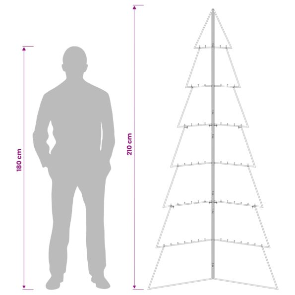 vidaXL Kovový vianočný stromček KUOPIO 210 cm Oceľ Zlatá – Obrázok 8