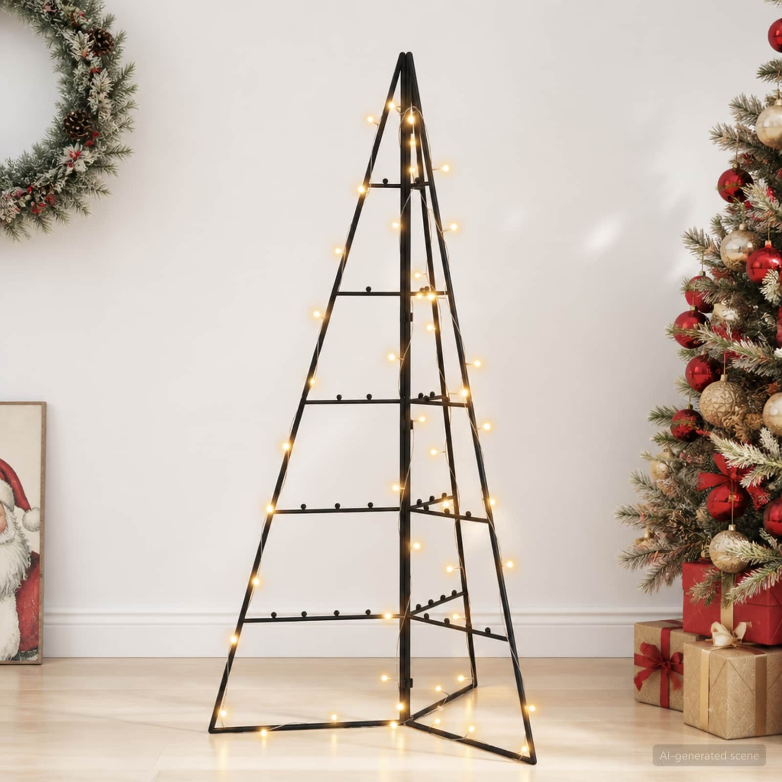 42054042_1.jpg vidaXL Kovový vianočný stromček s LED KUOPIO 100 cm Teplá biela Oceľ – Obrázok 1