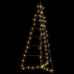 vidaXL Kovový vianočný stromček s LED KUOPIO 140 cm Teplá biela Oceľ – Obrázok 5