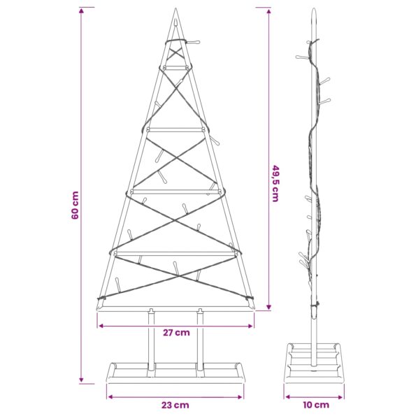 vidaXL Kovový vianočný stromček KUOPIO 60 cm Teplá biela – Obrázok 7