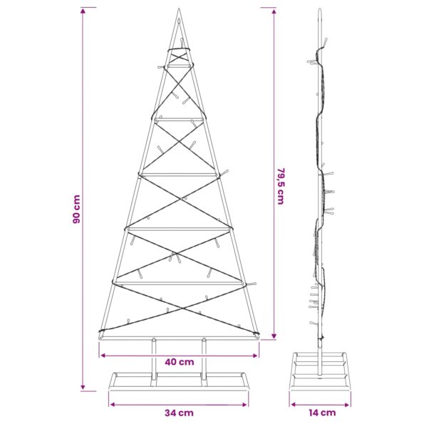 vidaXL Kovový vianočný stromček KUOPIO 90 cm Teplá biela – Obrázok 7