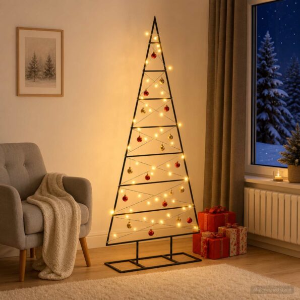 vidaXL Kovový vianočný stromček KUOPIO 125 cm Teplá biela – Obrázok 3