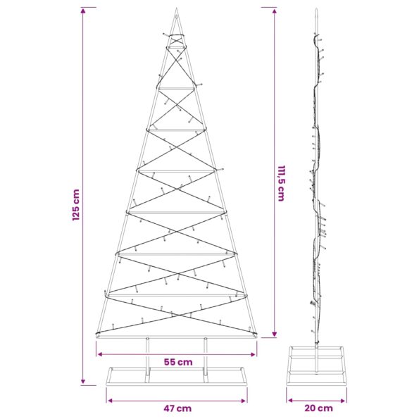 vidaXL Kovový vianočný stromček KUOPIO 125 cm Teplá biela – Obrázok 7