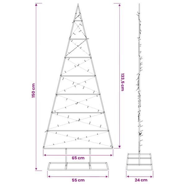 vidaXL Kovový vianočný stromček KUOPIO 150 cm Teplá biela – Obrázok 7