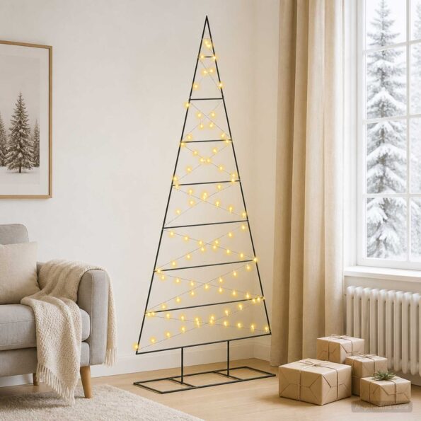 vidaXL Kovový vianočný stromček KUOPIO 210 cm Teplá biela – Obrázok 3