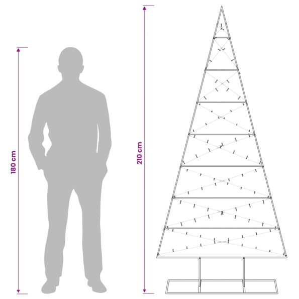 vidaXL Kovový vianočný stromček KUOPIO 210 cm Teplá biela – Obrázok 8