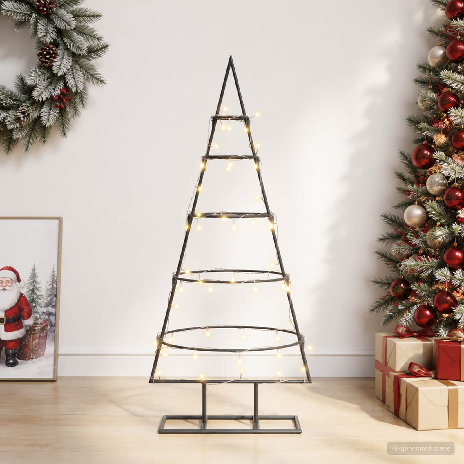 42054053_1.jpg vidaXL Kovový vianočný stromček so stojanom KUOPIO 90 cm Teplá biela – Obrázok 1