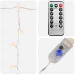 vidaXL Svetelný záves Priehľadná 300 x 200 cm PVC 200 LED – Obrázok 4