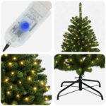 vidaXL Umelý Sklápací Vianočný Stromček 120 cm 150 LED Teplá biela – Obrázok 6