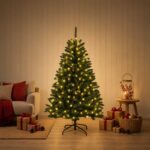 vidaXL Umelý Sklápací Vianočný Stromček 150 cm 150 LED Teplá biela – Obrázok 3