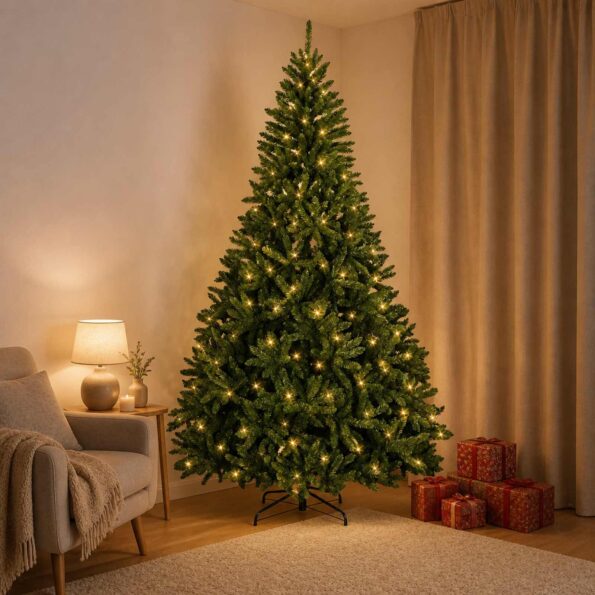 vidaXL Umelý Sklápací Vianočný Stromček 210 cm 400 LED Teplá biela – Obrázok 3