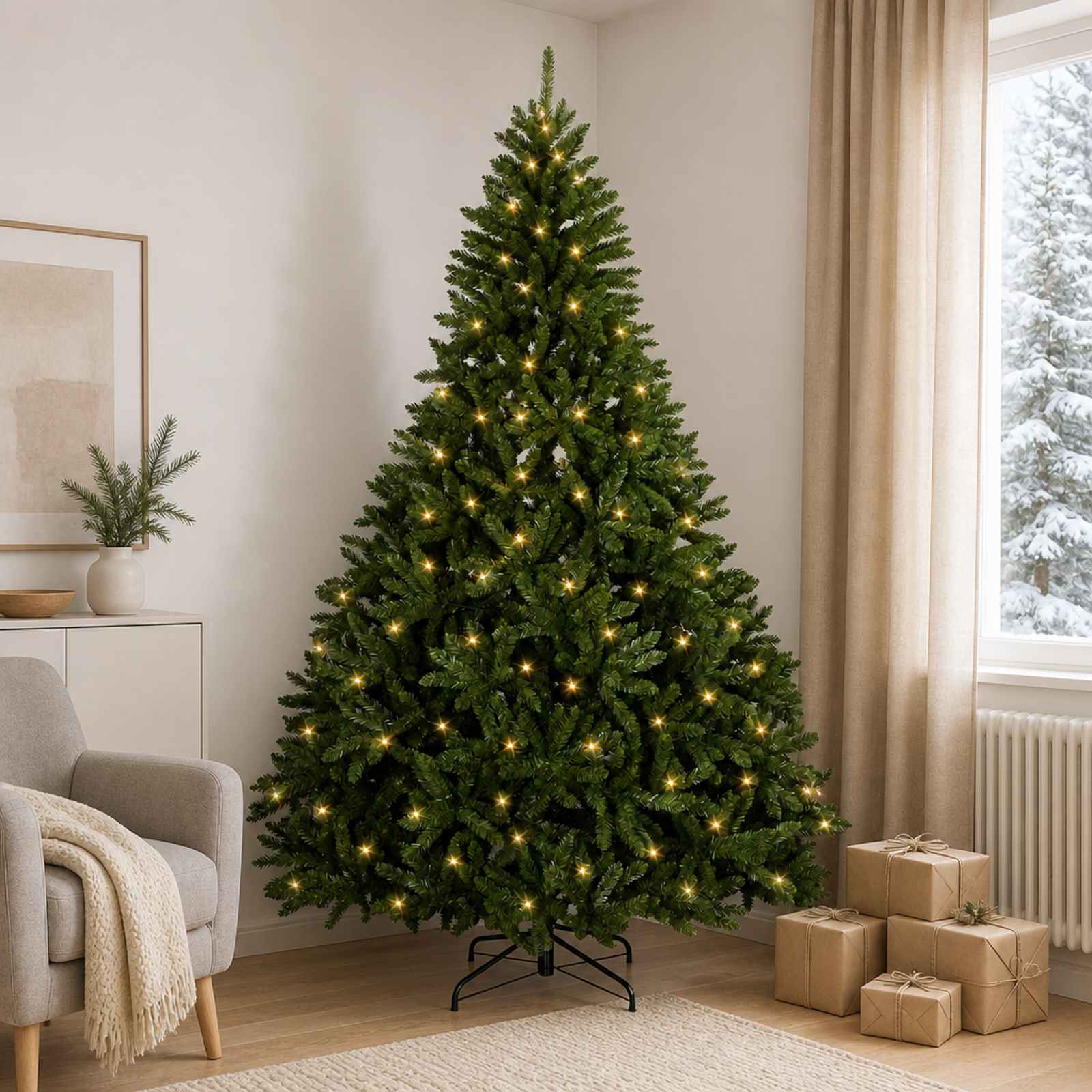 42054581_1.jpg vidaXL Umelý Sklápací Vianočný Stromček 240 cm 600 LED Teplá biela – Obrázok 1