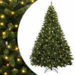 vidaXL Umelý Sklápací Vianočný Stromček 240 cm 600 LED Teplá biela – Obrázok 2