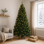 vidaXL Umelý Sklápací Vianočný Stromček 210 cm 400 LED Teplá biela – Obrázok 3