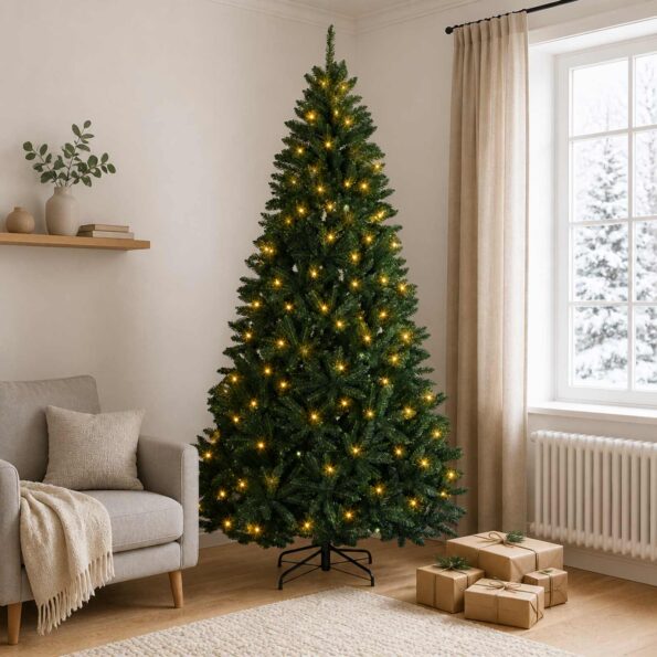vidaXL Umelý Sklápací Vianočný Stromček 210 cm 400 LED Teplá biela – Obrázok 3