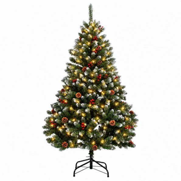 vidaXL Umelý kĺbový vianočný stromček 150 cm 150 LED Teplá biela oceľ – Obrázok 4