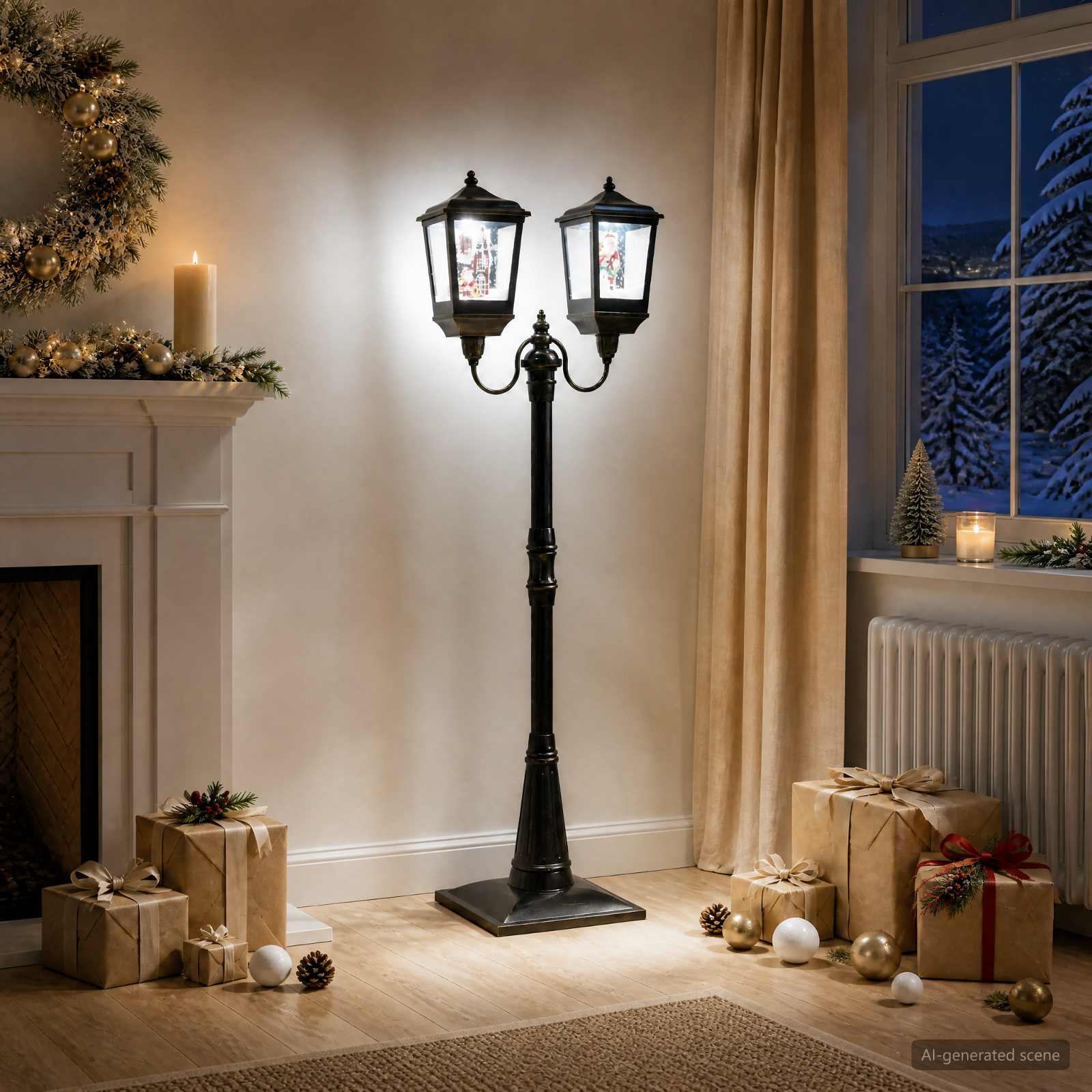 42054679_1.jpg vidaXL Vianočný lampáš ESPOO Studená biela 57 x 37,5 x 179 cm – Obrázok 1