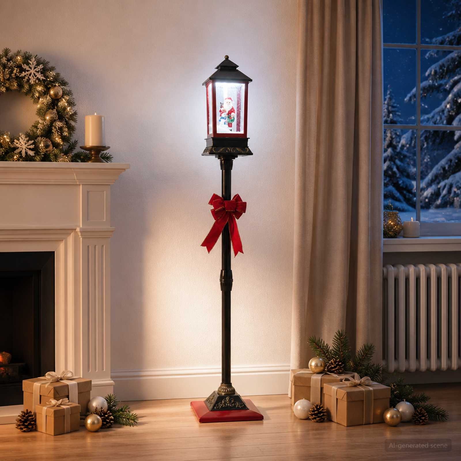 42054684_1.jpg vidaXL Vianočný lampáš ESPOO Studená biela 26,5 x 26,5 x 150 cm – Obrázok 1