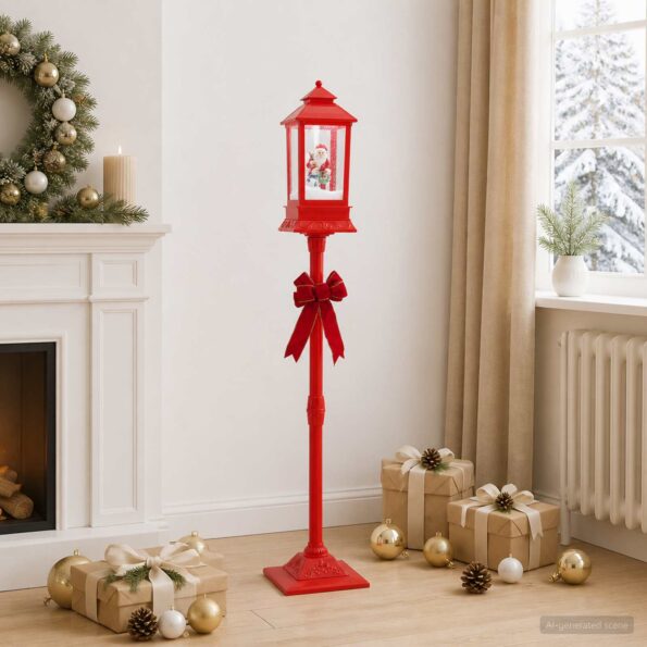vidaXL Vianočný lampáš ESPOO Studená biela 26,5 x 26,5 x 150 cm – Obrázok 3