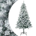 vidaXL Umelý vianočný stromček 120 cm PVC a oceľ Zelená a biela – Obrázok 2