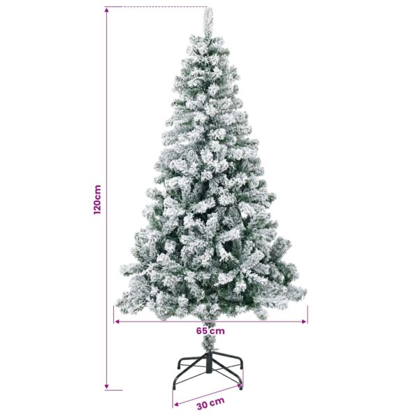 vidaXL Umelý vianočný stromček 120 cm PVC a oceľ Zelená a biela – Obrázok 7
