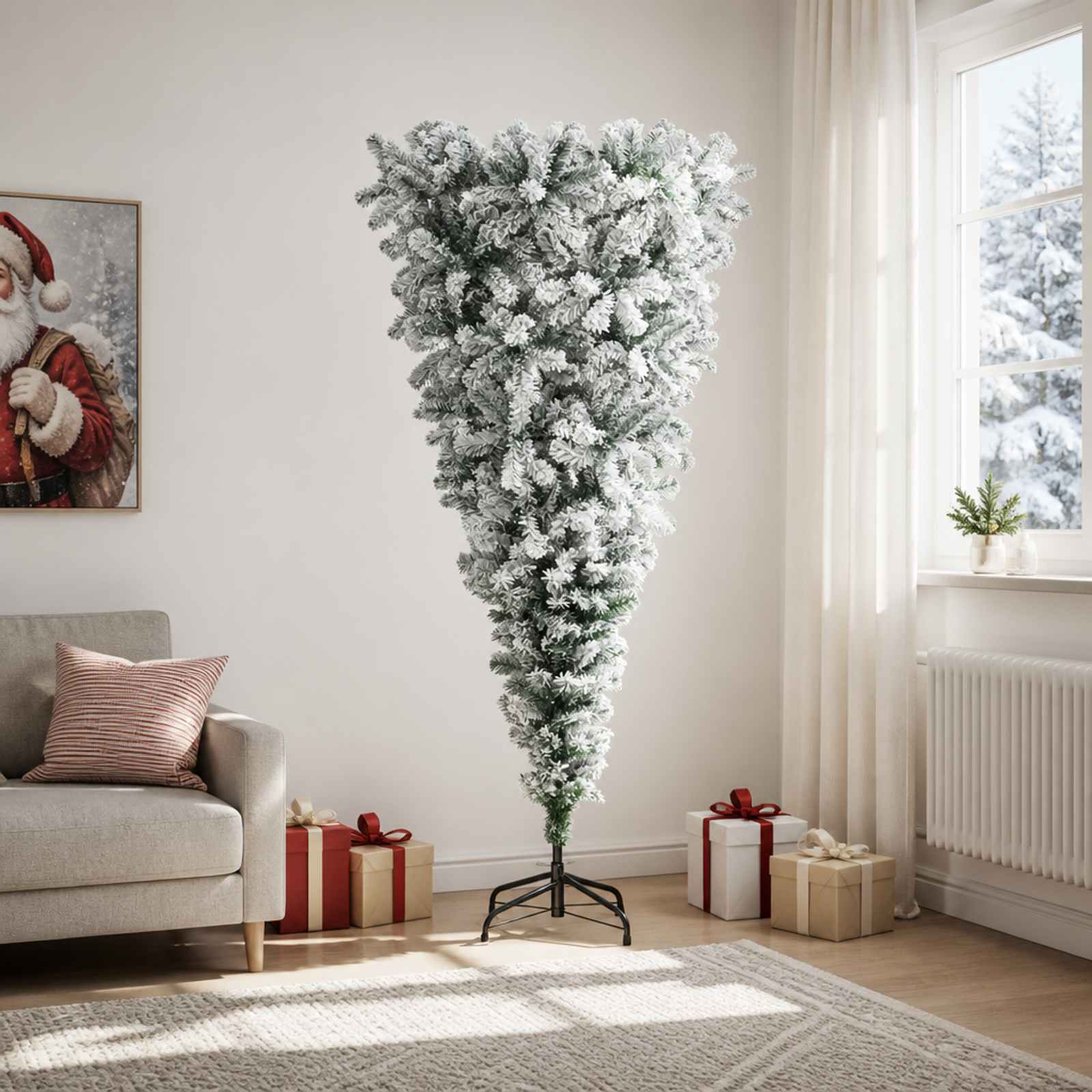 42055173_1.jpg vidaXL Umelý vianočný stromček hore nohami 210 cm PVC a oceľ – Obrázok 1