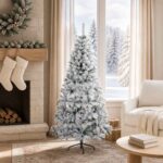 vidaXL Umelý vianočný stromček 120 cm PVC a oceľ Zelená a biela
