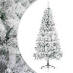 vidaXL Umelý vianočný stromček 120 cm PVC a oceľ Zelená a biela – Obrázok 2
