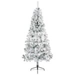 vidaXL Umelý vianočný stromček 150 cm PVC a oceľ Zelená a biela – Obrázok 3