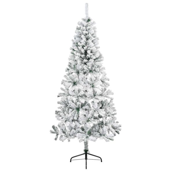 vidaXL Umelý vianočný stromček 150 cm PVC a oceľ Zelená a biela – Obrázok 3