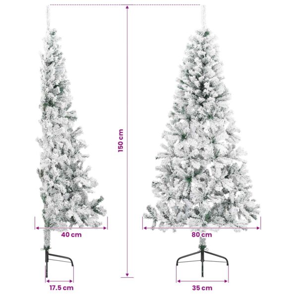 vidaXL Umelý vianočný stromček 150 cm PVC a oceľ Zelená a biela – Obrázok 8