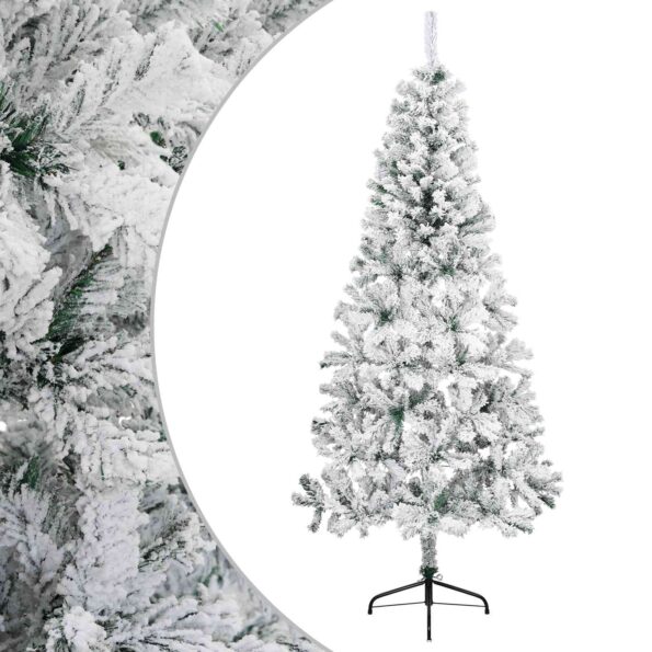 vidaXL Umelý vianočný stromček 210 cm PVC a oceľ Zelená a biela – Obrázok 2