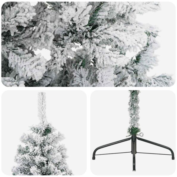 vidaXL Umelý vianočný stromček 210 cm PVC a oceľ Zelená a biela – Obrázok 5