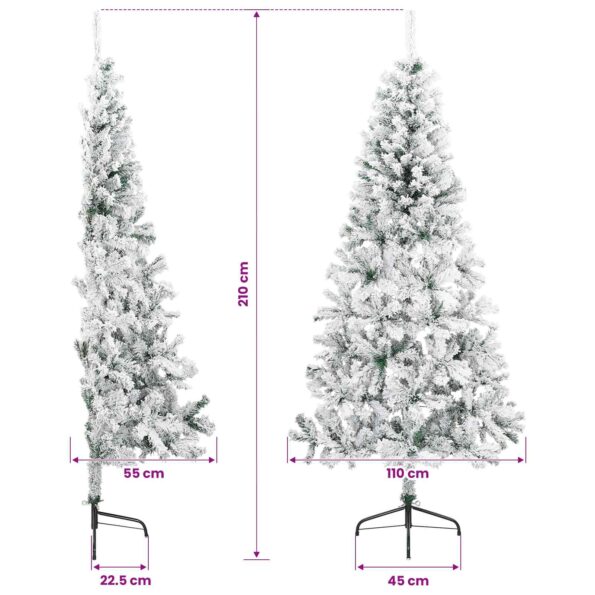 vidaXL Umelý vianočný stromček 210 cm PVC a oceľ Zelená a biela – Obrázok 8