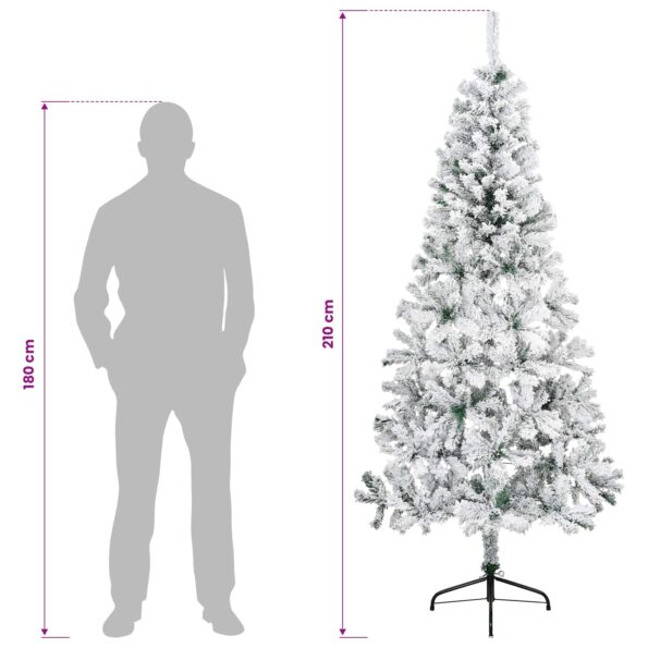vidaXL Umelý vianočný stromček 210 cm PVC a oceľ Zelená a biela – Obrázok 9