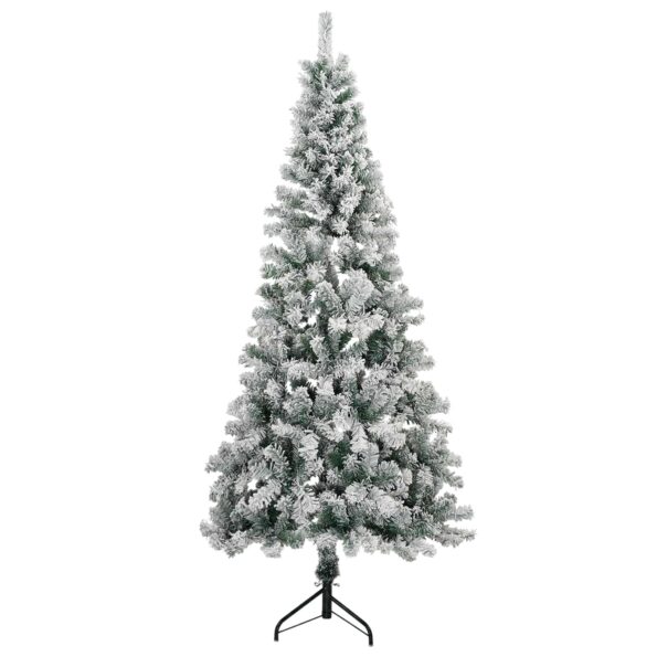 vidaXL Umelý vianočný stromček 210 cm PVC a oceľ Zelená a biela – Obrázok 3