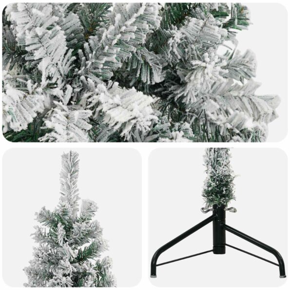 vidaXL Umelý vianočný stromček 210 cm PVC a oceľ Zelená a biela – Obrázok 5