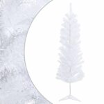 vidaXL Umelý chudý vianočný strom 120 cm PVC a oceľ Biela – Obrázok 2