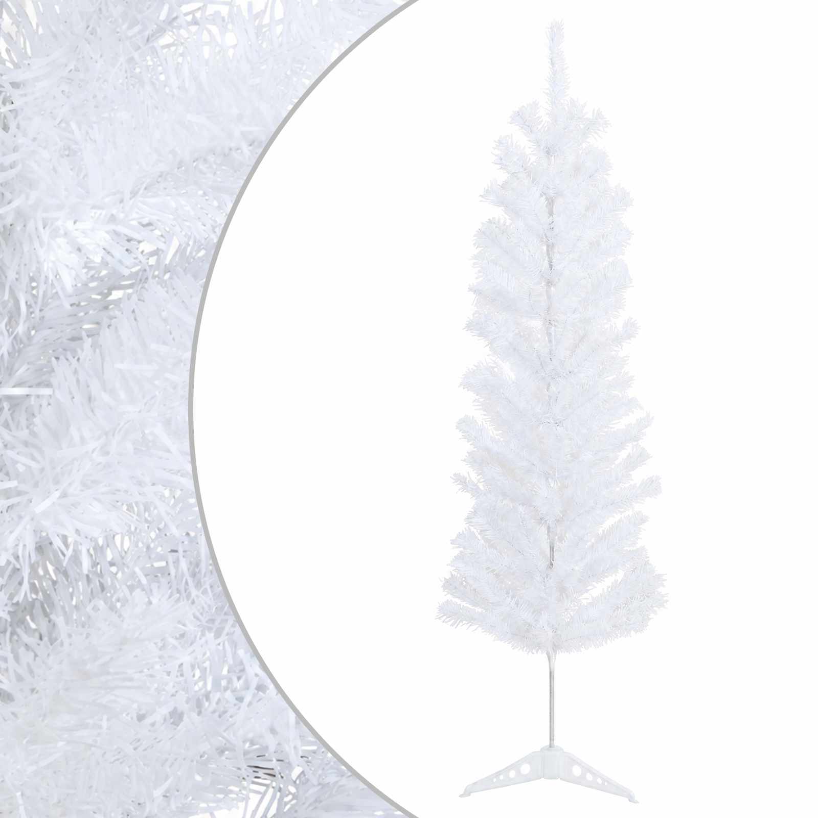 42055241_2.jpg vidaXL Umelý chudý vianočný strom 150 cm PVC a oceľ Biela – Obrázok 1