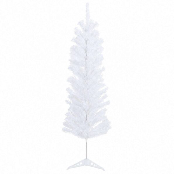 vidaXL Umelý chudý vianočný strom 150 cm PVC a oceľ Biela – Obrázok 2