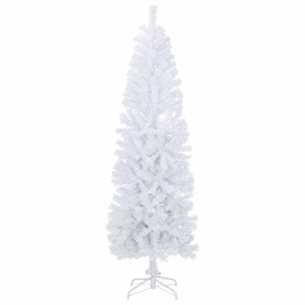 vidaXL Umelý chudý vianočný strom 180 cm PVC a oceľ Biela – Obrázok 3
