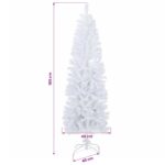 vidaXL Umelý chudý vianočný strom 180 cm PVC a oceľ Biela – Obrázok 7