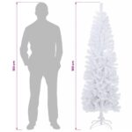 vidaXL Umelý chudý vianočný strom 180 cm PVC a oceľ Biela – Obrázok 8