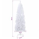 vidaXL Umelý chudý vianočný strom 210 cm PVC a oceľ Biela – Obrázok 7