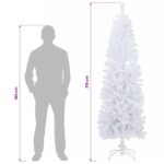 vidaXL Umelý chudý vianočný strom 210 cm PVC a oceľ Biela – Obrázok 8