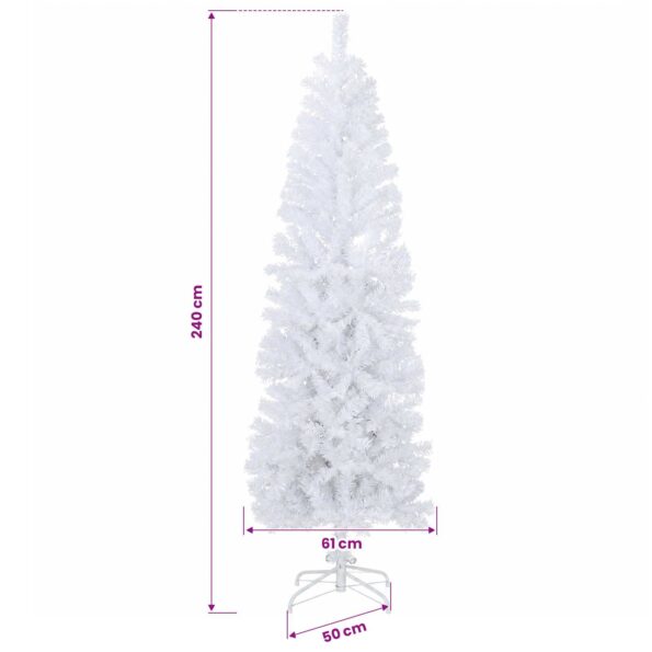 vidaXL Umelý chudý vianočný strom 240 cm PVC a oceľ Biela – Obrázok 7